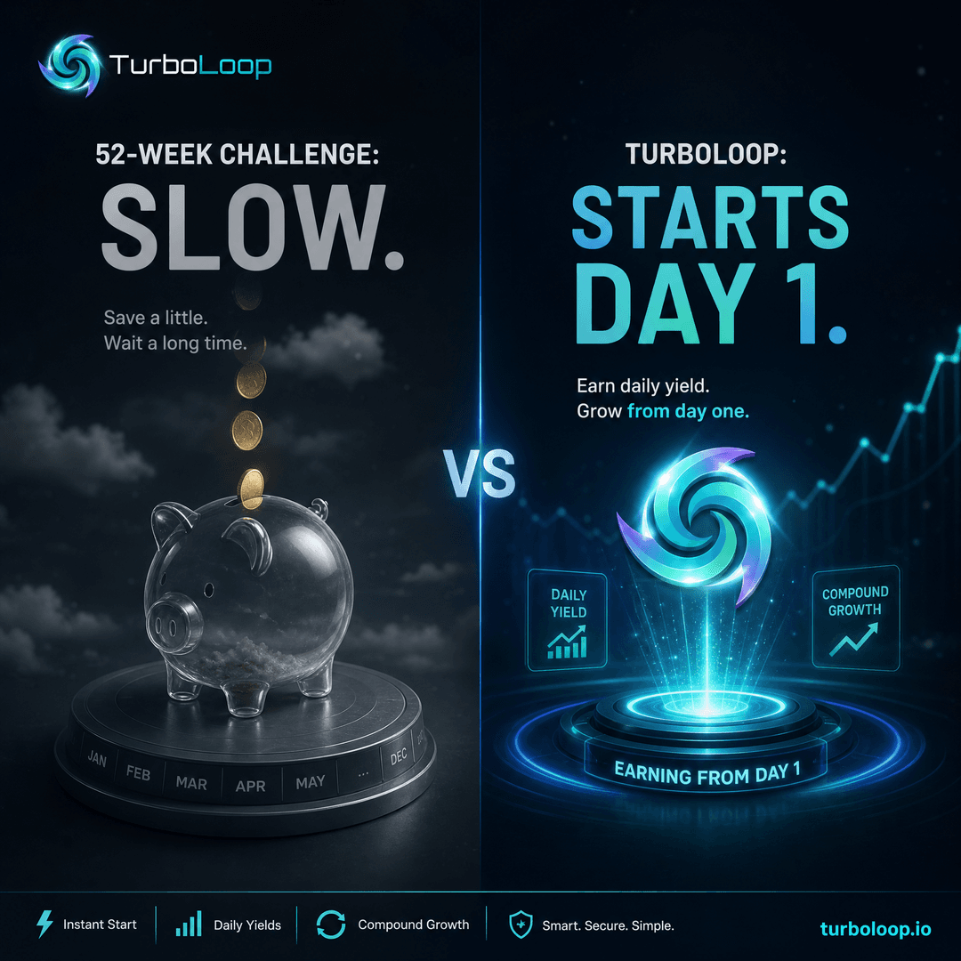 TurboLoop vs traditional finance — Compare Turboloop Vs Savings Challenge