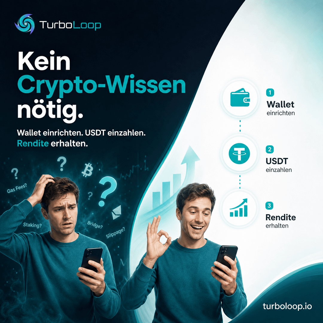 Kein Crypto Wissen — TurboLoop German Banner