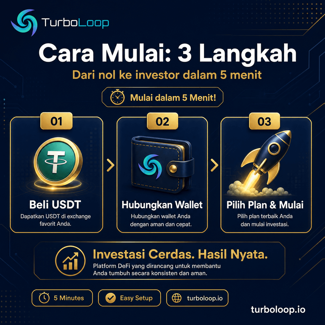 Cara Mulai 3 Langkah — TurboLoop Indonesian Banner