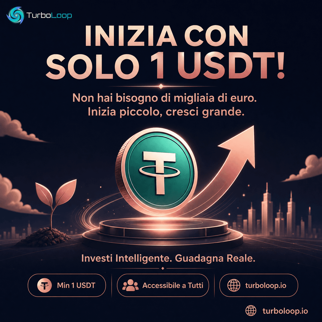 Min 1 USDT โ TurboLoop Italian Banner