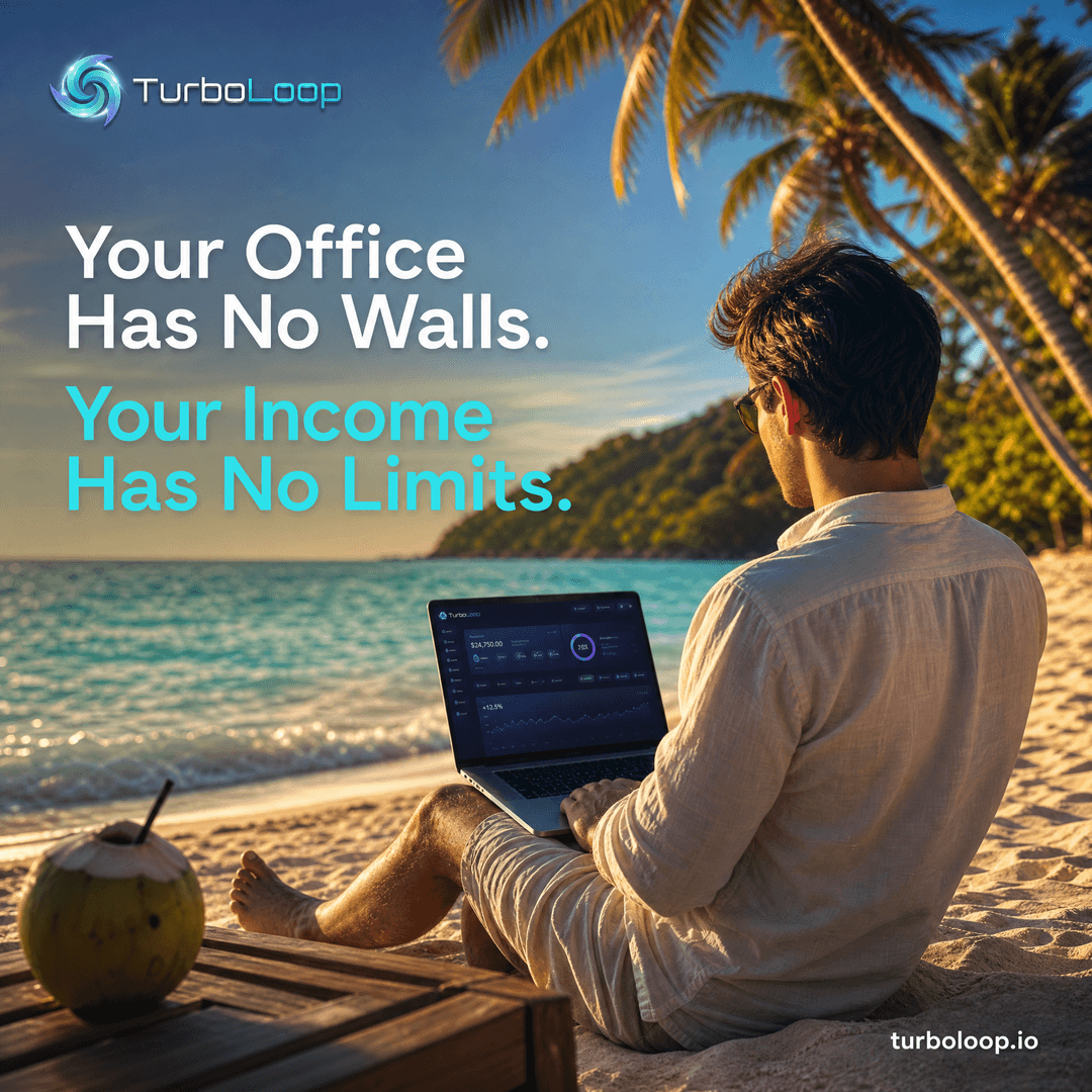 TurboLoop passive income lifestyle — Lifestyle Beach Laptop