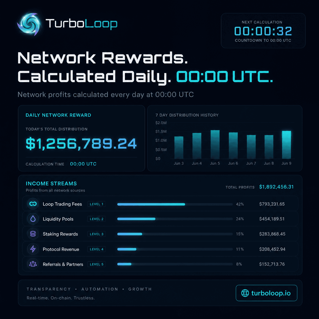 TurboLoop 20-level referral system — Referral Daily Network Calc