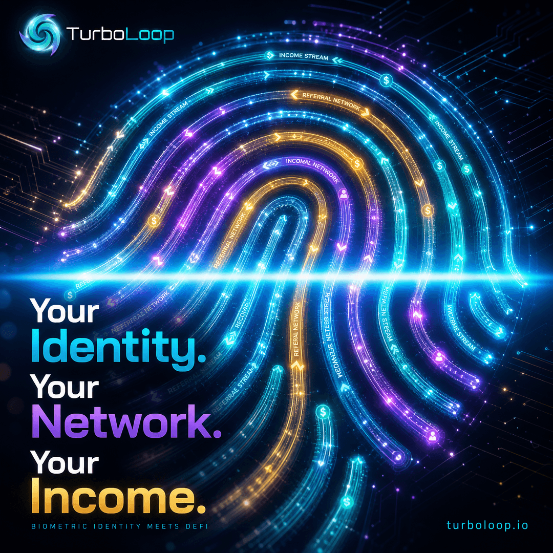 TurboLoop 20-level referral system — Referral Neon Fingerprint